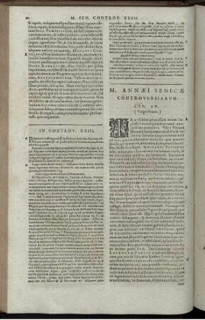M. Annaei Senecae Controversiarum Lib. IV. [Vulgo Nonus.]