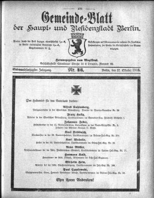 1916,43: Nr. 43, 22. Oktober 1916