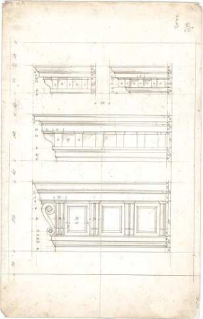 Lange, Ludwig; Proportionsstudien - verschiedene Gesimse (Details)