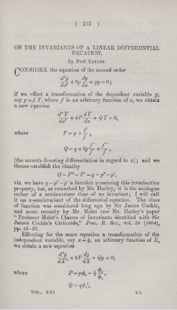 On the invariants of a linear differential equation.