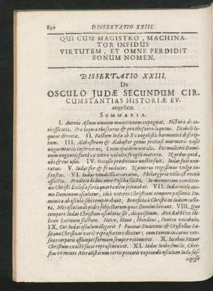 Dissertatio XXIII. De Osculo Judae Secundum Circumstantias Historiae Evangelicae.