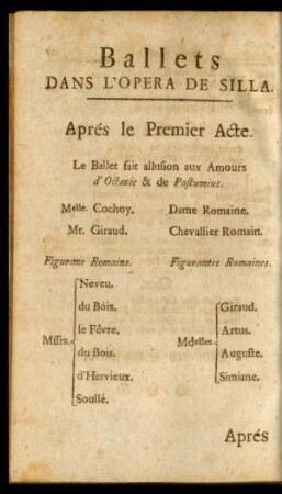 Ballets Dans L'Opera De Silla