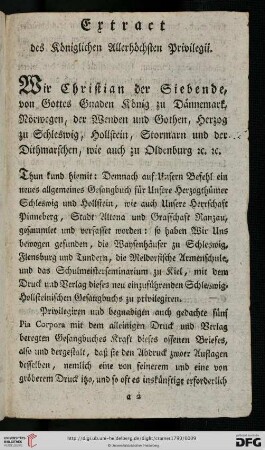 Extract des Königlichen Allerhöchsten Privilegii