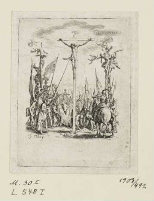 Christus am Kreuz, der Lanzenstich, Blatt 12 der Folge "Kleine Passion"