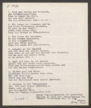Liedbeleg: Seid nur lustig und fröhlich