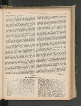 Les événements de la guerre.