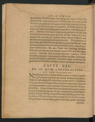 Caput XIV. De Iis Quae Corpolatier De Deo Dicuntur.