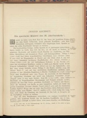 Zweiter Abschnitt. Die spanische Malerei des 18. Jahrhunderts.