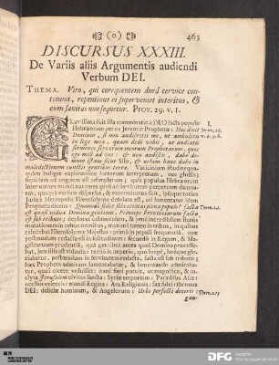 Discursus XXXIII. De Variis aliis Argumentis audiendi Verbum Dei