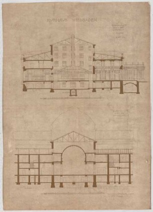 Thiersch, Friedrich von; Wiesbaden; Kurhaus - Lichthof, Wandelhalle (Querschnitte)