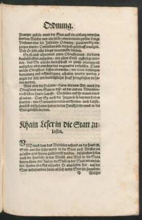 Khain Leser in die Statt zulassen.