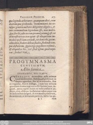 Progymnasma Centesimum. Actio scenica. Conradus, Helisaeus.