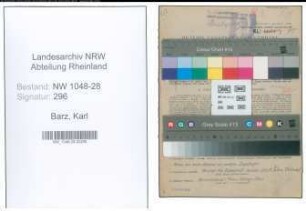 Entnazifizierung Karl Barz , geb. 07.01.1895 (Post)