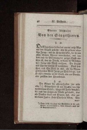 Vierter Abschnitt. Von den Säugethieren.