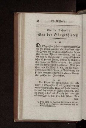 Vierter Abschnitt. Von den Säugethieren.