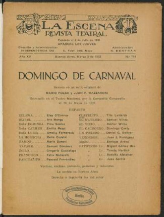 Domingo de carnaval : sainete en un acto