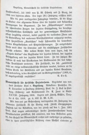635-637 [Rezension] Monatsschrift für christliche Sozialreform, 28. Jahrgang
