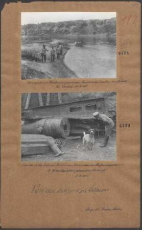 Transport von Pfählen zu einer neuen Eisenbahnbrücke über den Njemen bei Grodno