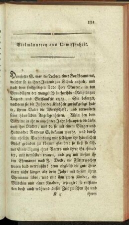 Vielmännerey aus Unwissenheit.