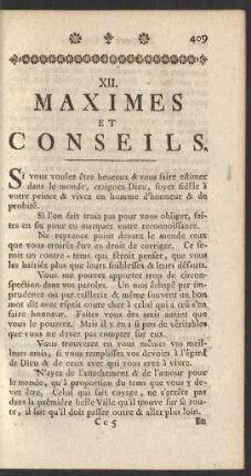XII. Maximes Et Conseils