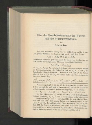 Über die Dissociationskonstante des Wassers und der Cyanwasserstoffsäure.