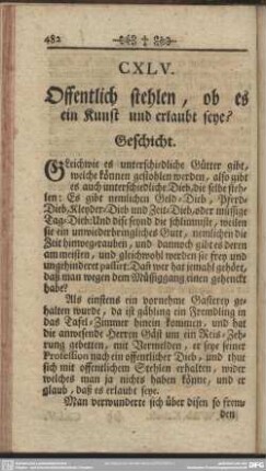 CXLV. Offentlich stehlen, ob es ein Kunst und erlaubt seye? Geschicht