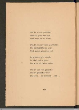 Mir ist es nie verblichen
