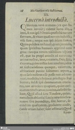 XX. Lucerna introducta