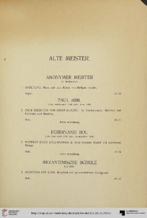 Alte Meister (Nr. 1-53)