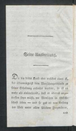 Seine Ausbreitung.