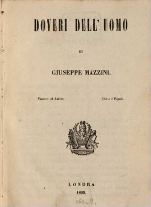 Doveri dell'uomo : Bestandtheil der "Biblioteca popolare."