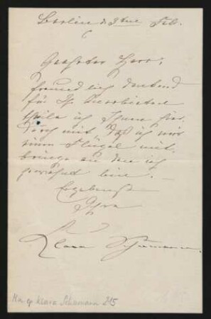 Brief an Unbekannt : o.D. [3.2., o.J.]