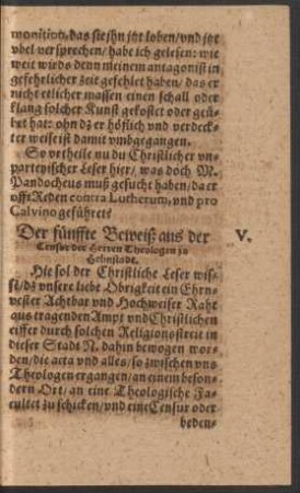 Der fünffte Beweiß aus der Censur der Herren Theologen zu Helmstadt.