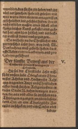 Der fünffte Beweiß aus der Censur der Herren Theologen zu Helmstadt.