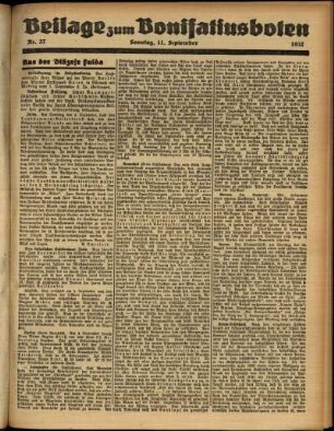 Zweite Ausgabe vom Sonntag, den 11. September 1932.