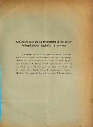 Gemeinsame Versammlung der Deutschen und der Wiener Anthropologischen Gesellschaft in Innsbruck