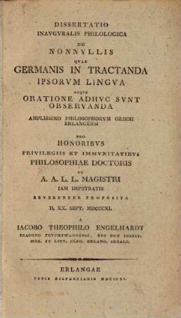 Dissertatio Inavgvralis Philologica De Nonnvllis Qvae Germanis In Tractanda Ipsorvm Lingva Atqve Oratione Adhvc Svnt Observanda