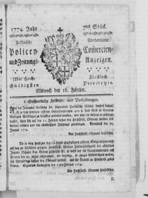 7tes Stück., Ausgabe vom 16. Februar 1774