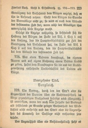 Neunzehnter Titel. Vergleich