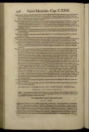 Rubrica Generalis, De Arbitriis, Arbirtramentis, Et Compromissis. [Cap. CXV. - Cap. CXXI.]