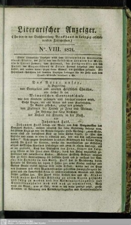 Literarischer Anzeiger No. VIII. 1821