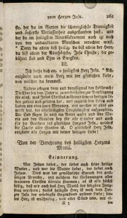 261-269, Von der Verehrung des heiligsten Herzens Mariae.