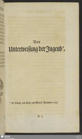 Von Unterweisung der Jugend