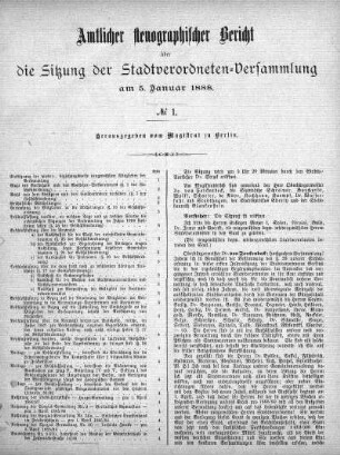 No. 1, 5. Januar 1888