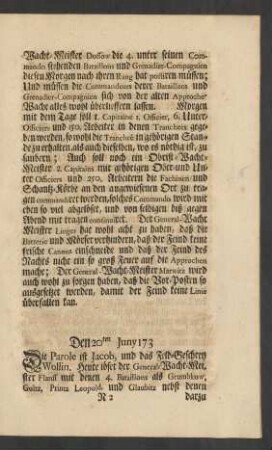 Den 20ten Juny 173
