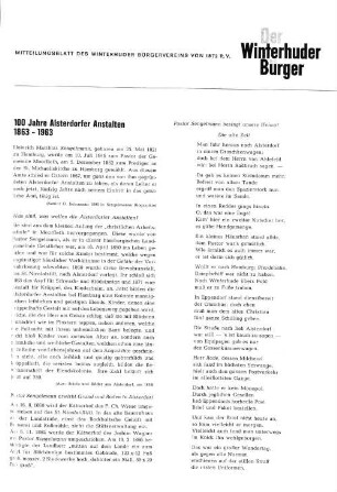 100 Jahre Alsterdorfer Anstalten 1863 - 1963