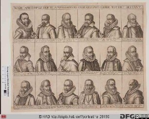 Bildnis Ambrogio Spinola, marqués de los Balbases (u. 17 weitere Gesandte zum span.-niederländ. Waffenstillstand 1609)