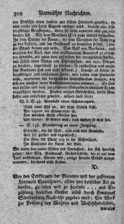 Von den Erdcörpern der Planeten und des gestirnten Himmels Einwohnern.