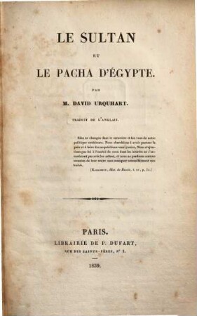 Le Sultan et le Pacha d'Égypte