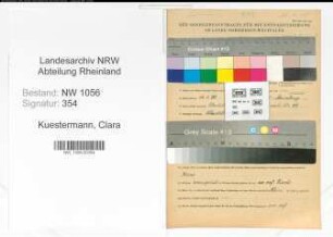 Entnazifizierung Clara Kuestermann , geb. 13.01.1898 (Lehrerin)